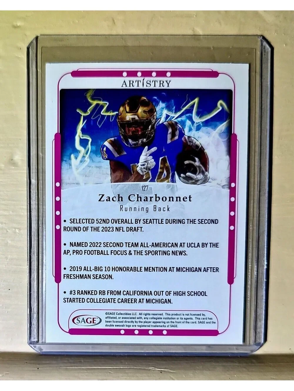 Zach Charbonnet 2023 SAGE NFL Artistry Football #127 Card